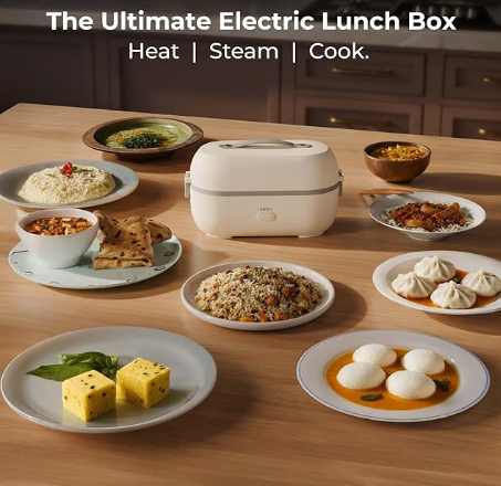 Xech Electric Lunch Box for Office 300W | Heats Food in 2 Mins Cooks in 20 Mins image 3
