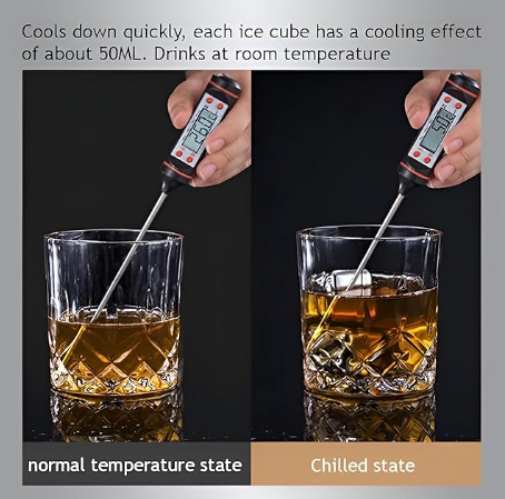 Stainless Steel Whiskey Stones Ice Cubes Set with Tongs & Storage Box  image 2