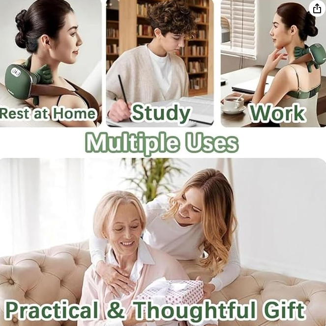 Bionic Heated Massager, Wireless Portable Shiatsu Neck and Back Massager, Electric Deep Tissue  image 3