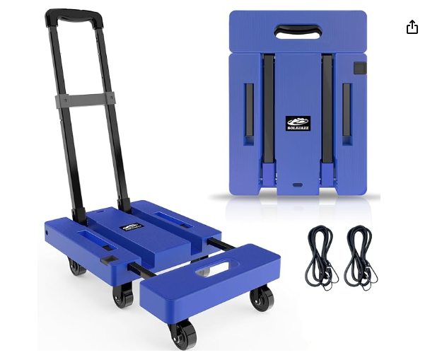  Folding Hand Truck Portable Dolly Cart with Wheels Foldable 500LB Heavy Duty Luggage Cart Collapsible Hand Cart Moving Dolly for Airport Travel Furniture Luggage Office