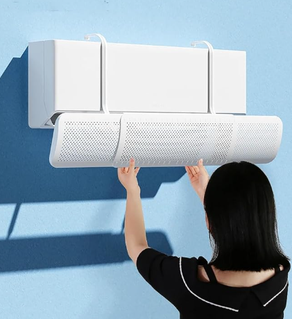 AC Windshild, Plastic Air Conditioner Deflector 22-32 Inches Retractable Air Flow Diverter Adjustable Angle Design Universal Hanging Air Conditioner Wind Deflector Wings for Room Bedroom Office