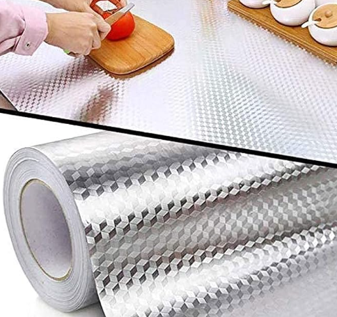 Kitchen Backsplash Wallpaper Oil Water Proof Heat Resistant Stainless Steel