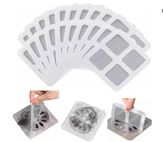 Pack of 20 Disposable Shower Drain Cover Hair Catcher Shower Drain Mesh Stickers, Bathroom, Bathtub Drain Kitchen Floor Sink Strainer Filter