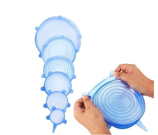 Silicone Stretch Lids, Multi Size Reusable Silicone Lids Food And Bowl Covers, Dishwasher And Freezer Safe (Color May Vary) (Pack Of 6 Pcs), 10x10x2 Cm