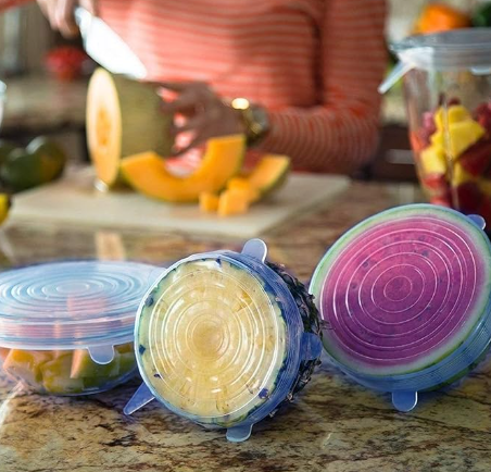 Silicone Stretch Lids, Multi Size Reusable Silicone Lids Food And Bowl Covers, Dishwasher And Freezer Safe (Color May Vary) (Pack Of 6 Pcs), 10x10x2 Cm image 2