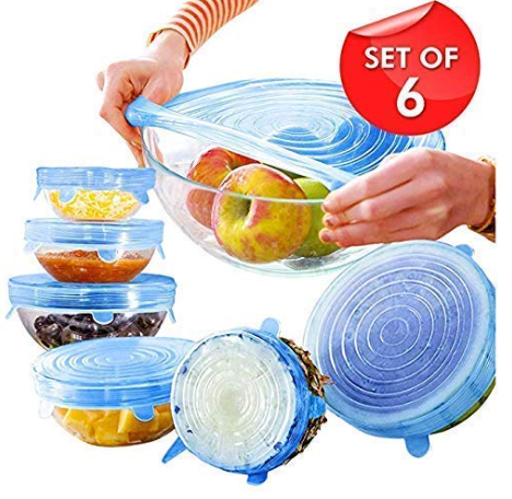 Silicone Stretch Lids, Multi Size Reusable Silicone Lids Food And Bowl Covers, Dishwasher And Freezer Safe (Color May Vary) (Pack Of 6 Pcs), 10x10x2 Cm image 3