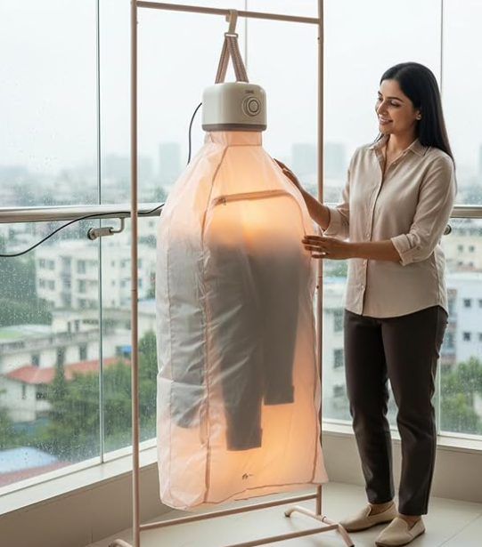 Foldable Electric Cloth Dryer suitable for 6-7 cloths (such as Under Garments, Jeans, T shirts, Towels) - Hot Air drying with constant heating (Comes with 1 year free spare supply warranty)