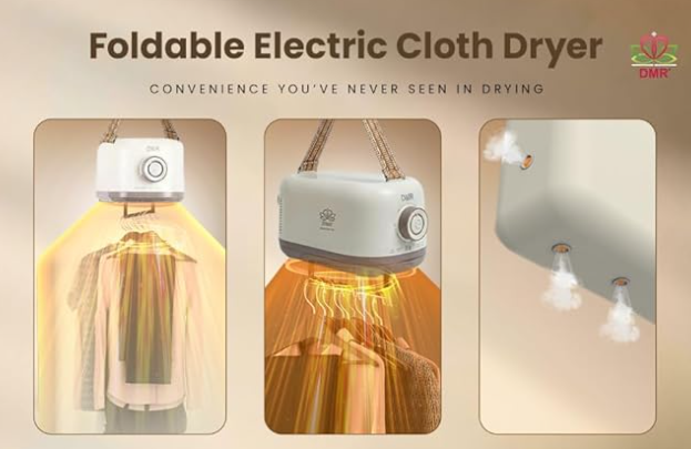Foldable Electric Cloth Dryer suitable for 6-7 cloths (such as Under Garments, Jeans, T shirts, Towels) - Hot Air drying with constant heating (Comes with 1 year free spare supply warranty) image 3